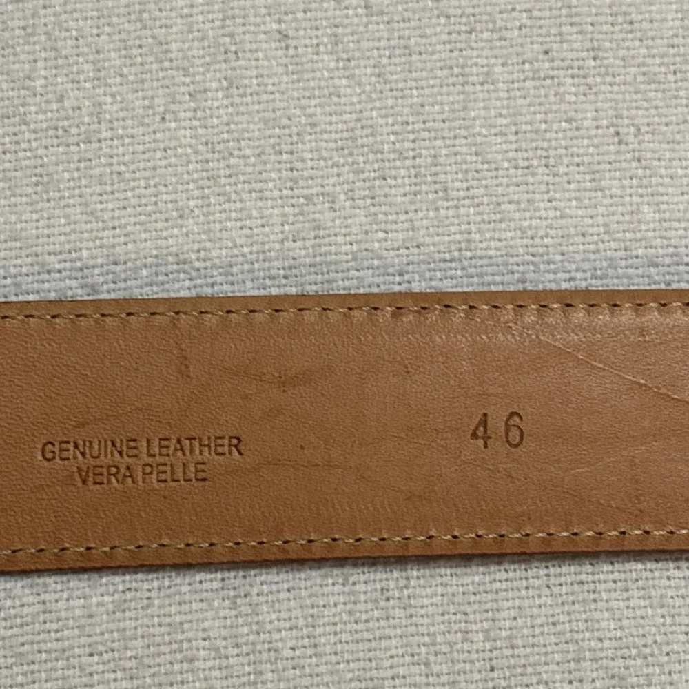 Paul Fredrick Cognac Brown Leather Belt Mens 46 Made in Italy‎ Office Casual